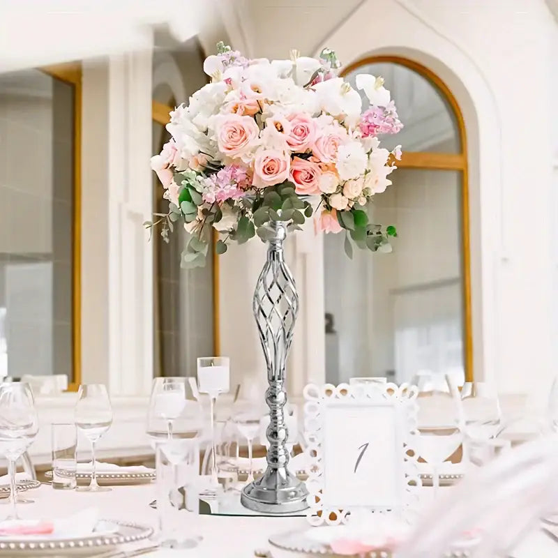 Silver Metal Vase Set