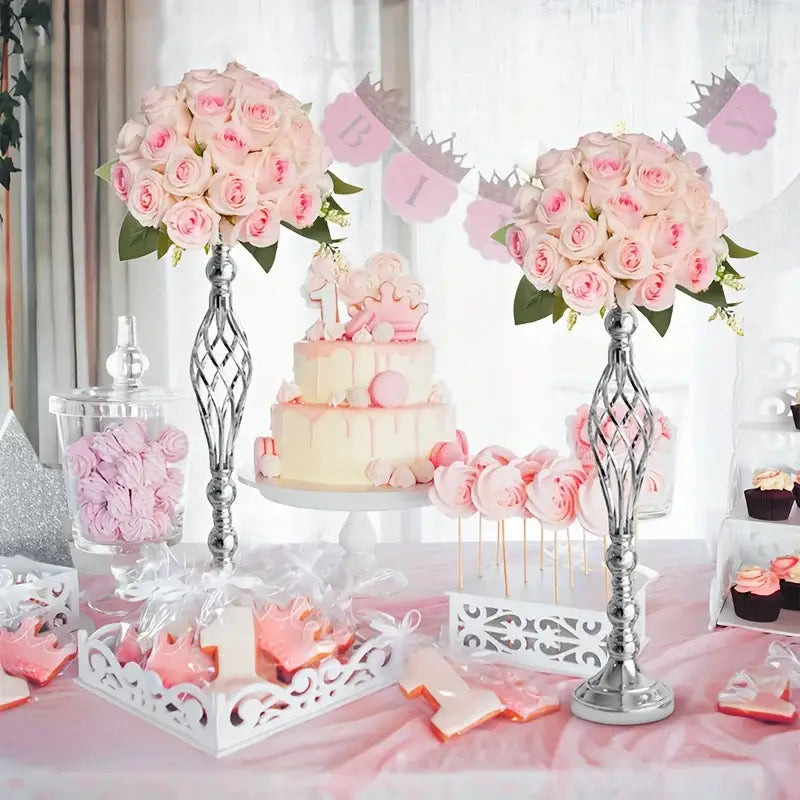 Silver Metal Vase Set