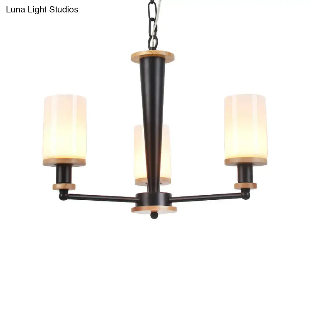 Black Wood Glass Chandelier