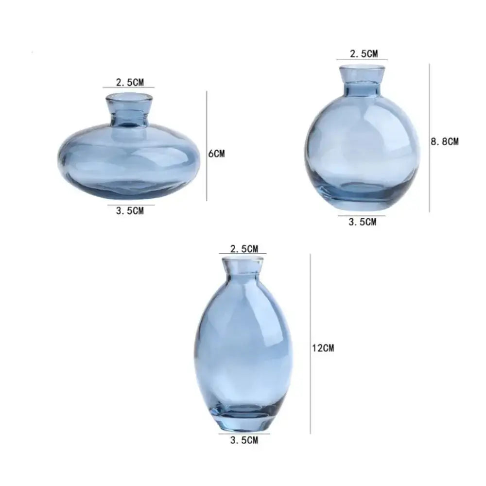 Blue Glass Vase Trio