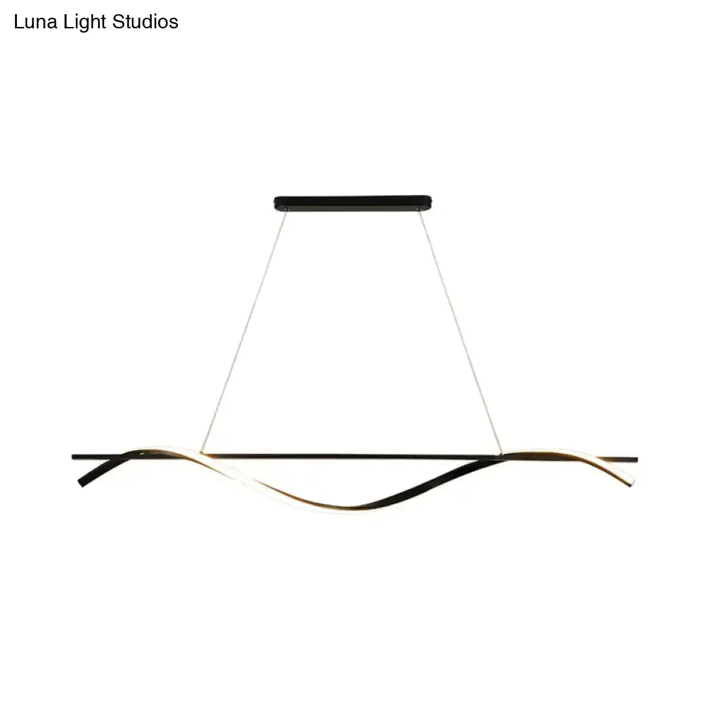 Black White Curved LED Chandelier for Dining