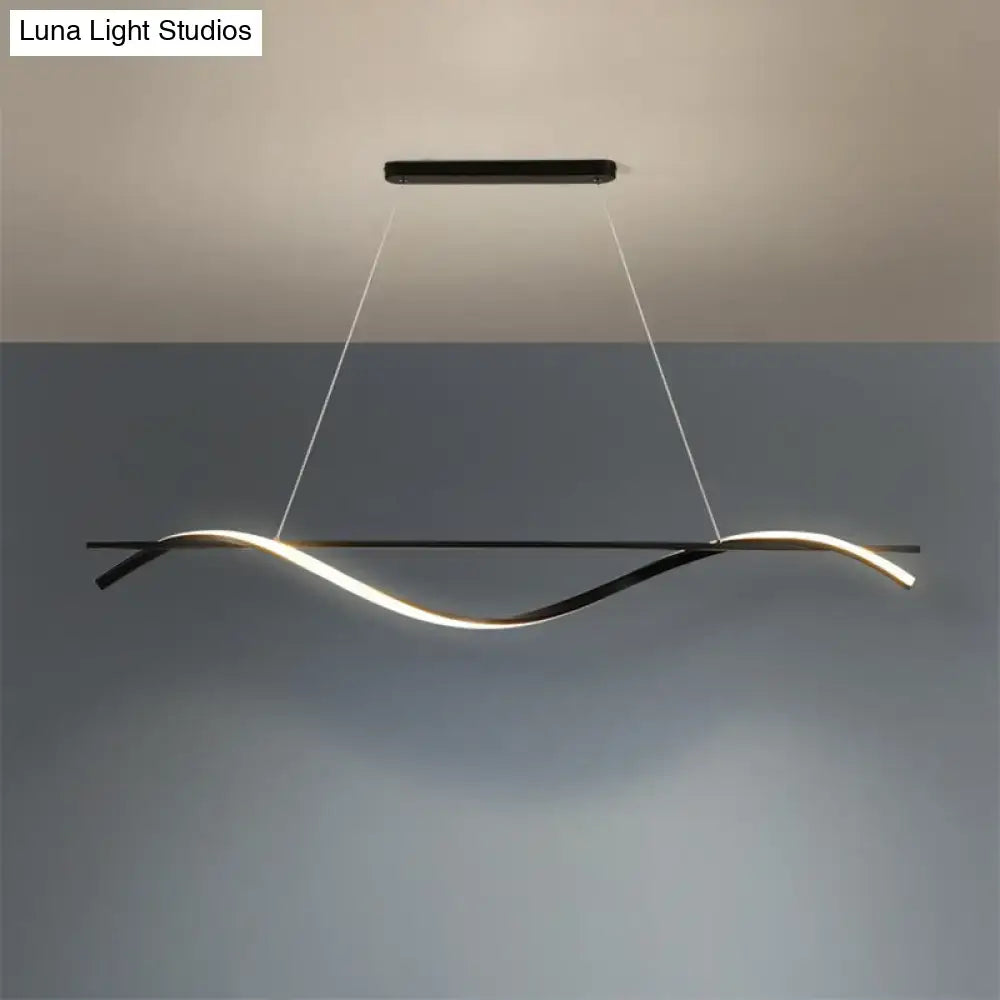 Black White Curved LED Chandelier for Dining