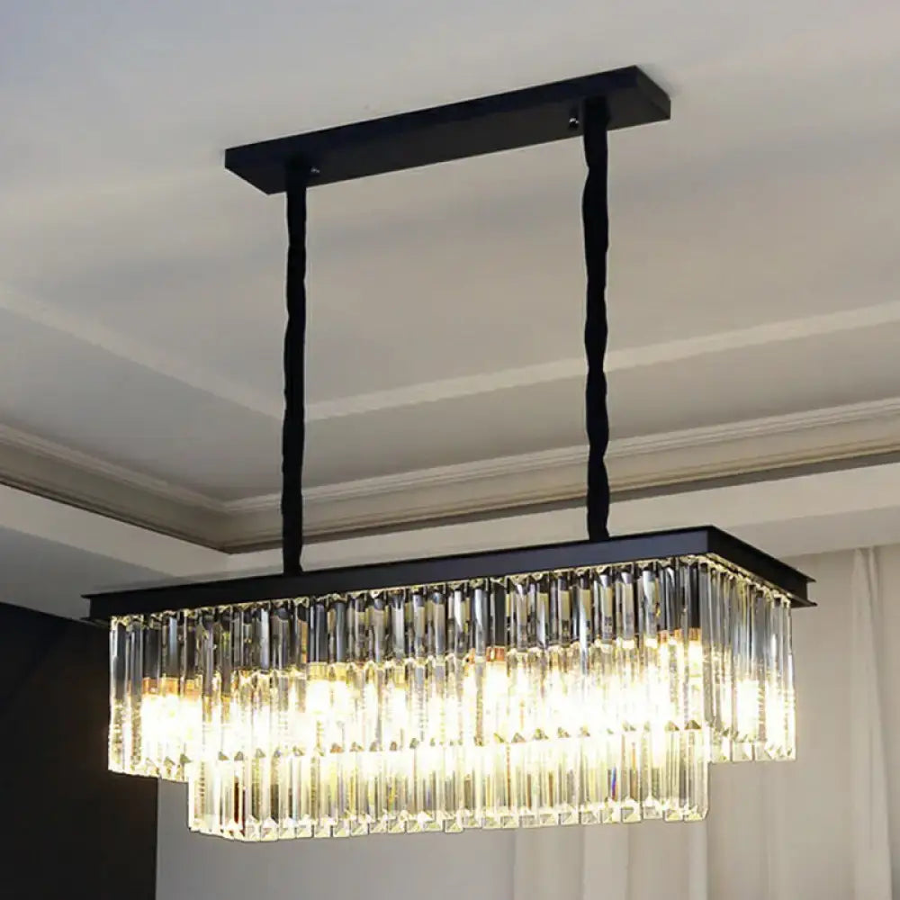 Black Prismatic Crystal Seventeen-Light Pendant