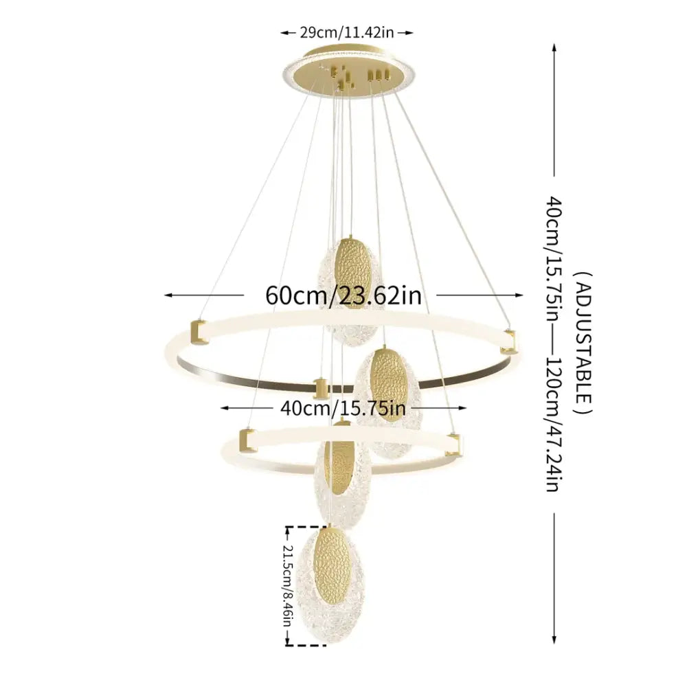 Gold LED Rings Chandelier