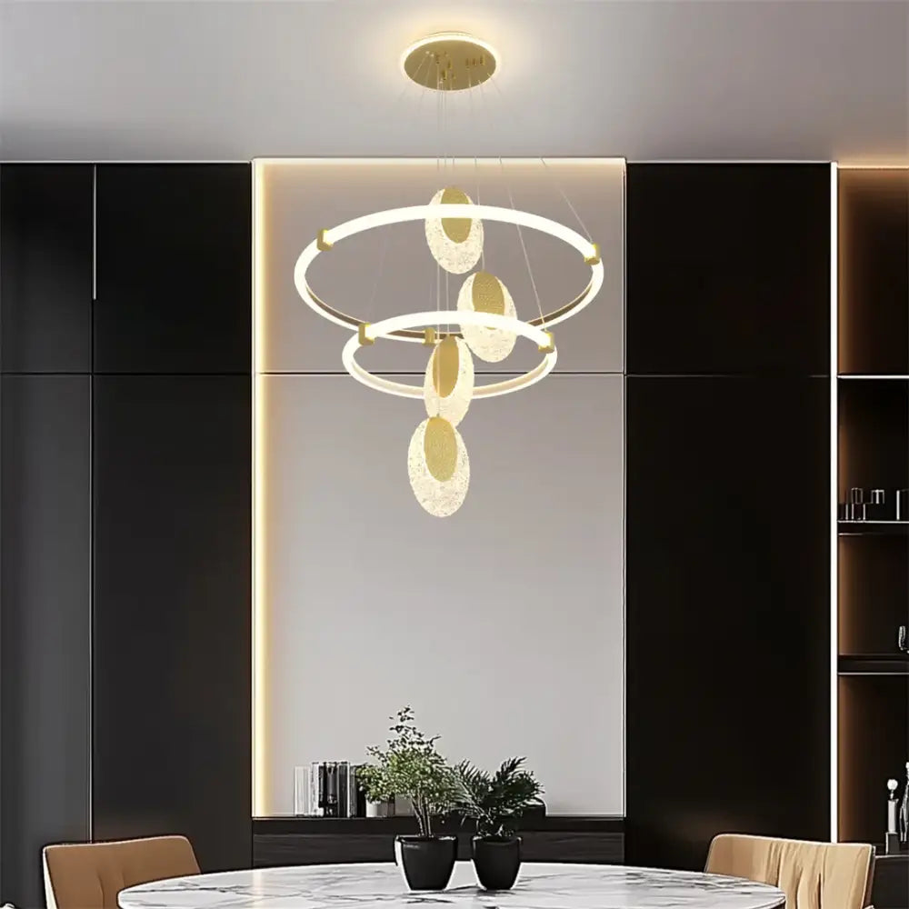 Gold LED Rings Chandelier