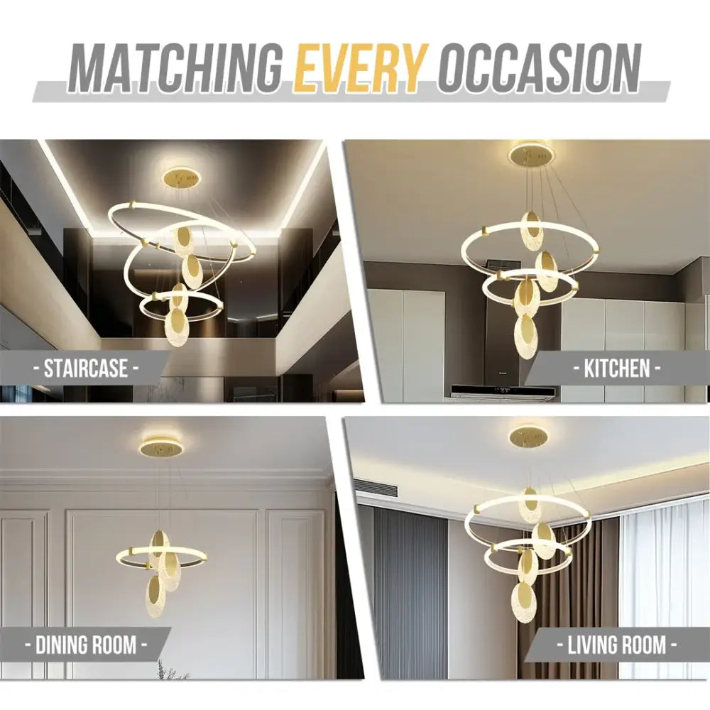 Gold LED Rings Chandelier
