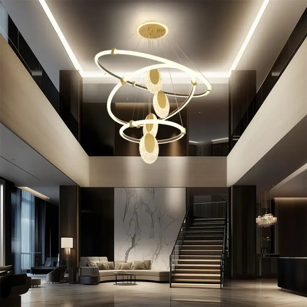 Gold LED Rings Chandelier