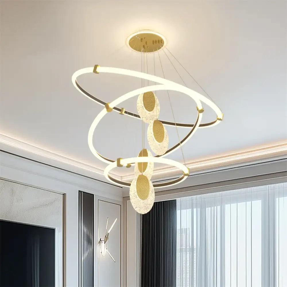 Gold LED Rings Chandelier