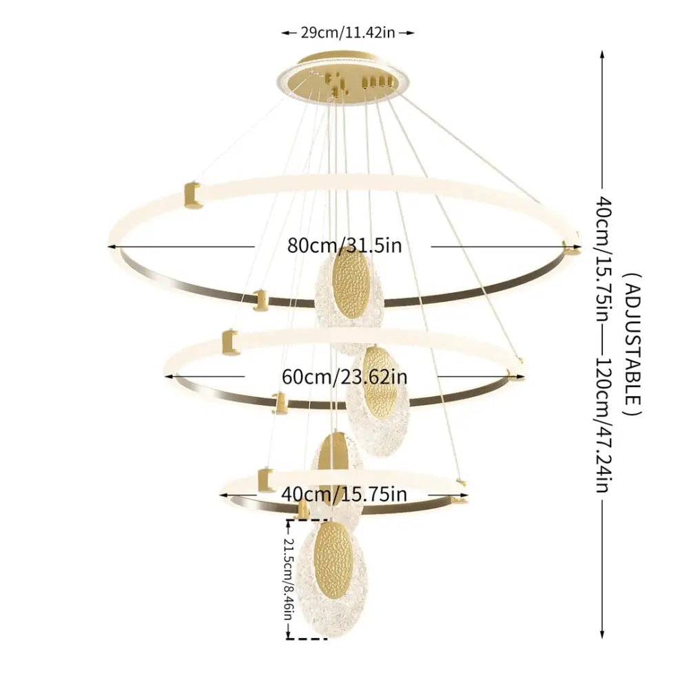 Gold LED Rings Chandelier