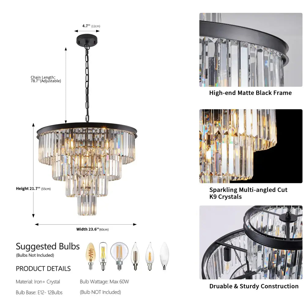 Black Crystal Pendant Light