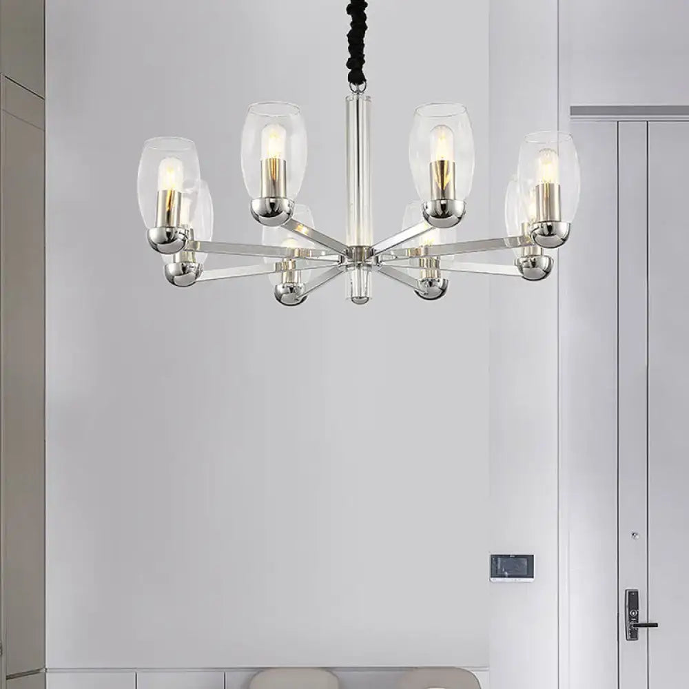 Chrome Glass Candle Chandelier