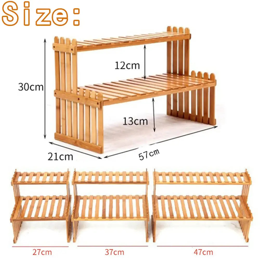 Bamboo Two-Tier Plant Stand