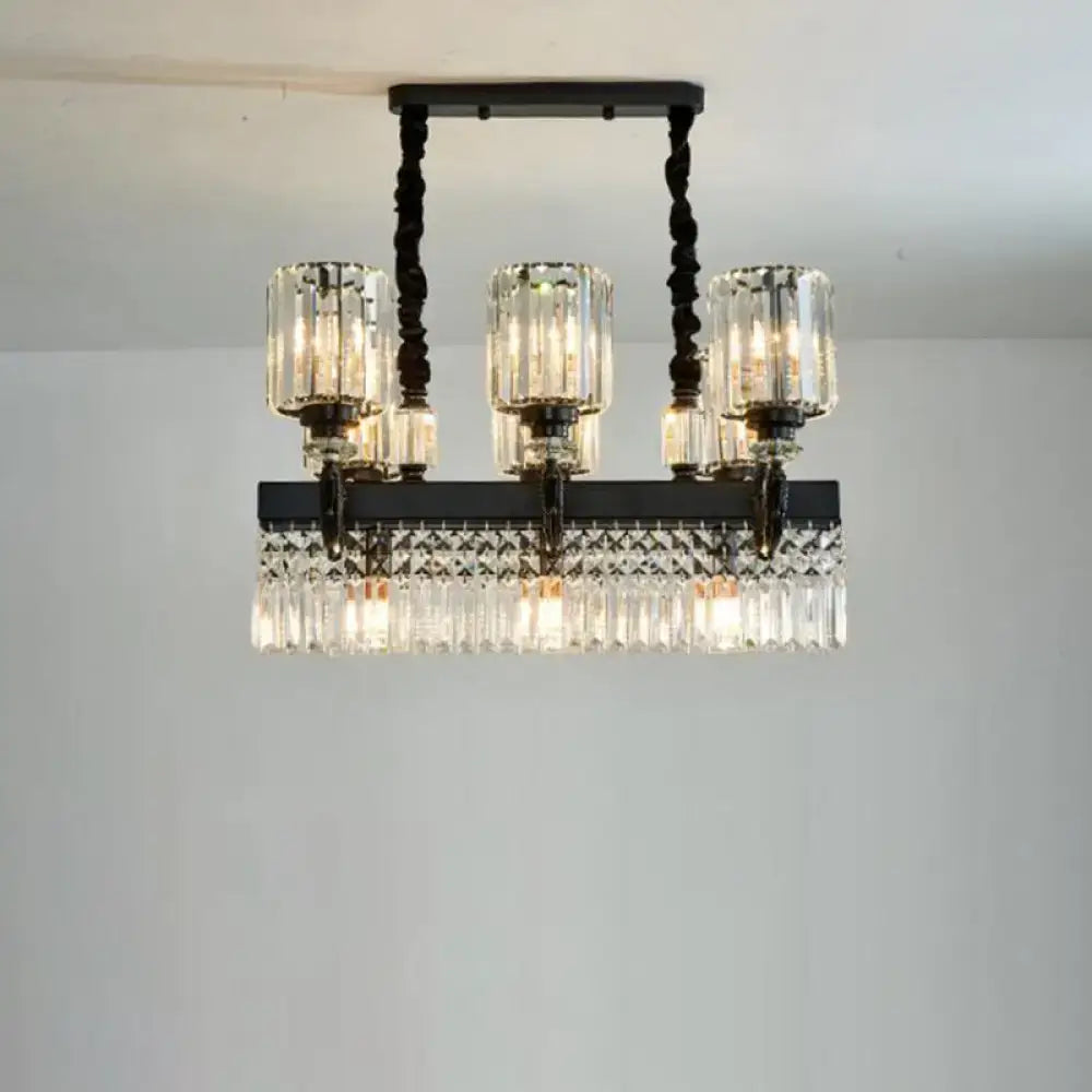 Black Crystal Prism Modern Island Pendant