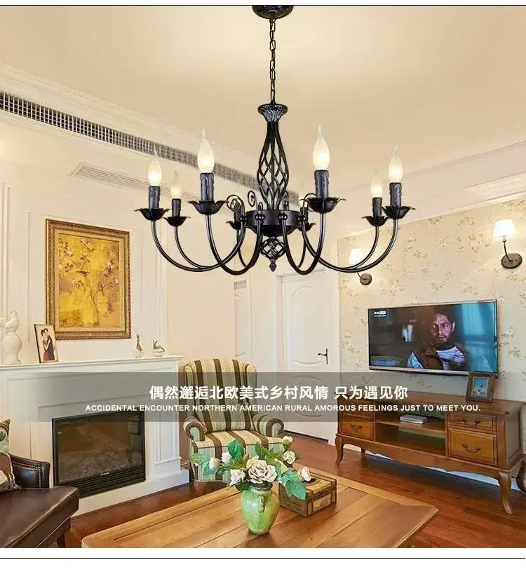 Black Iron Scroll Chandelier