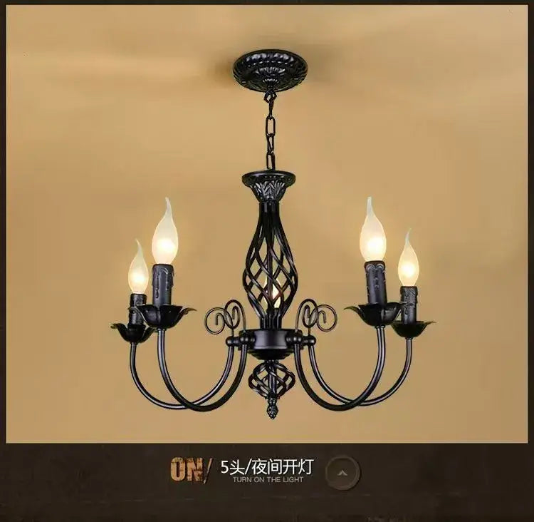Black Iron Scroll Chandelier
