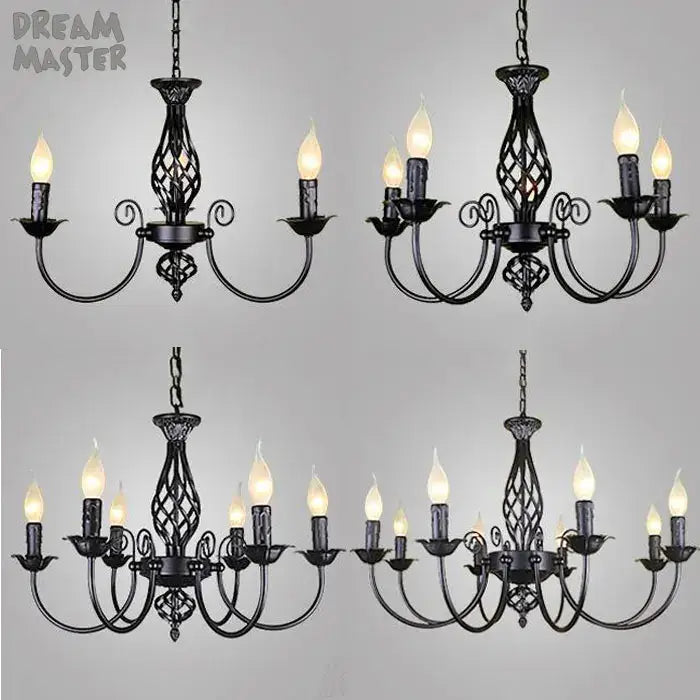 Black Iron Scroll Chandelier