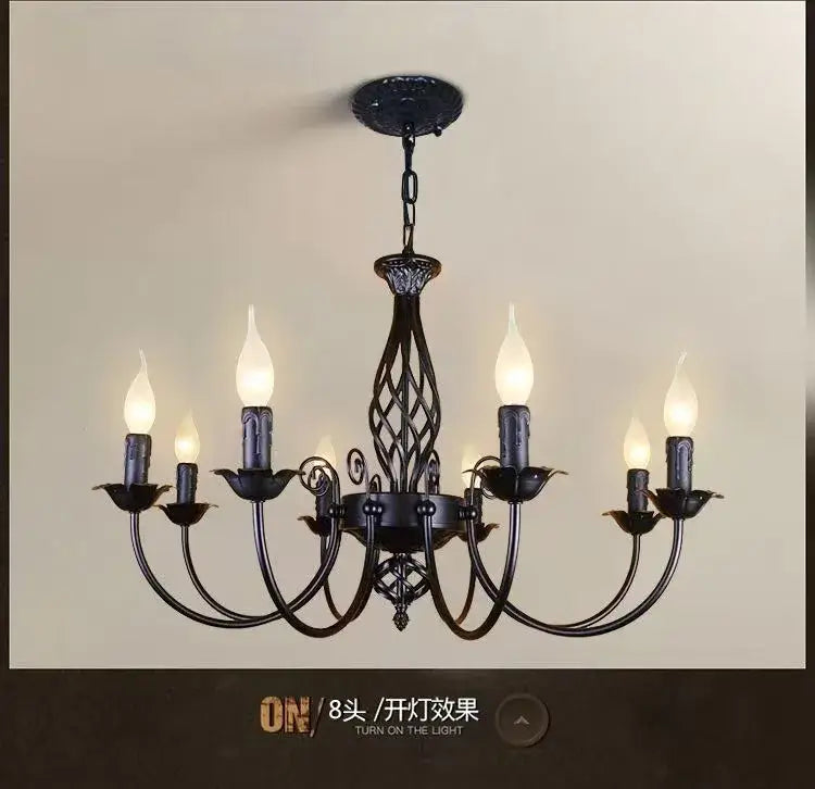 Black Iron Scroll Chandelier