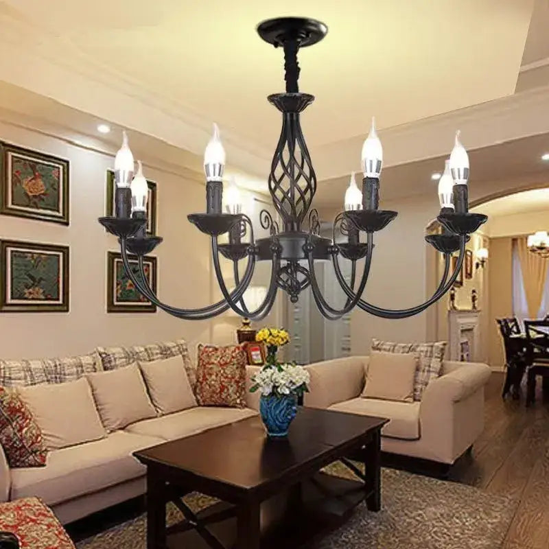 Black Iron Scroll Chandelier
