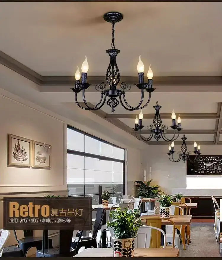 Black Iron Scroll Chandelier