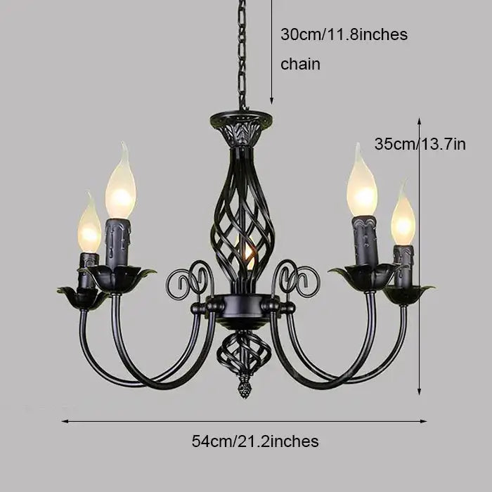 Black Iron Scroll Chandelier