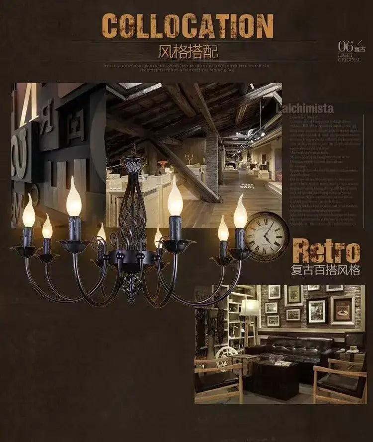 Black Iron Scroll Chandelier