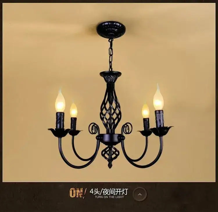 Black Iron Scroll Chandelier