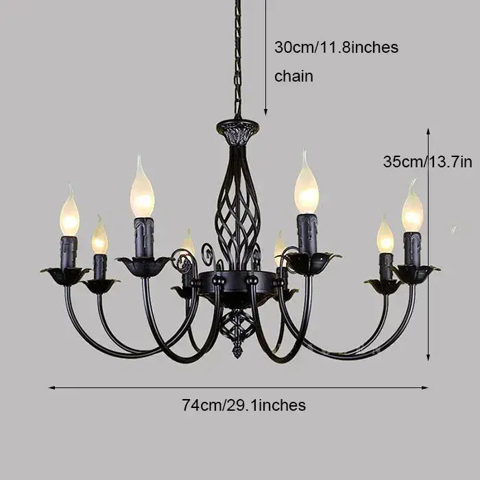 Black Iron Scroll Chandelier