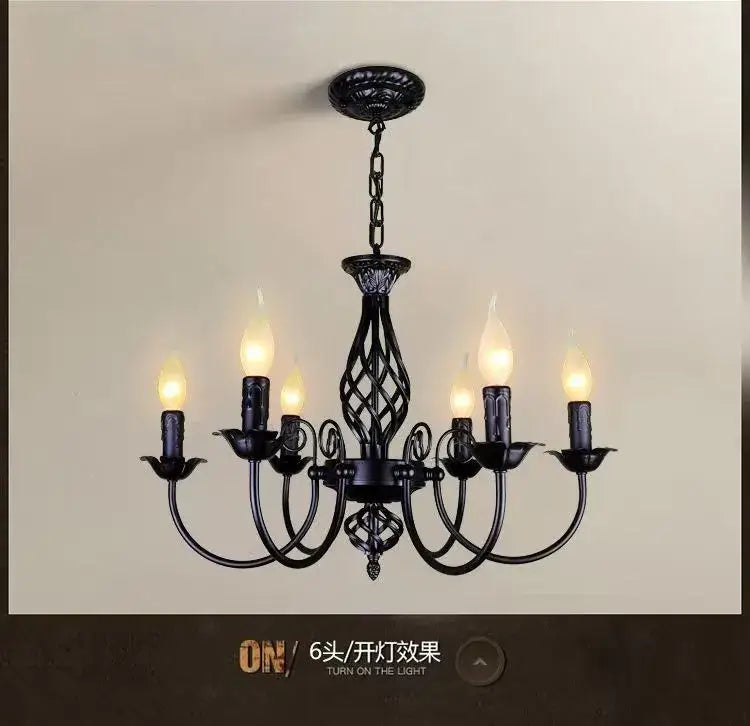 Black Iron Scroll Chandelier
