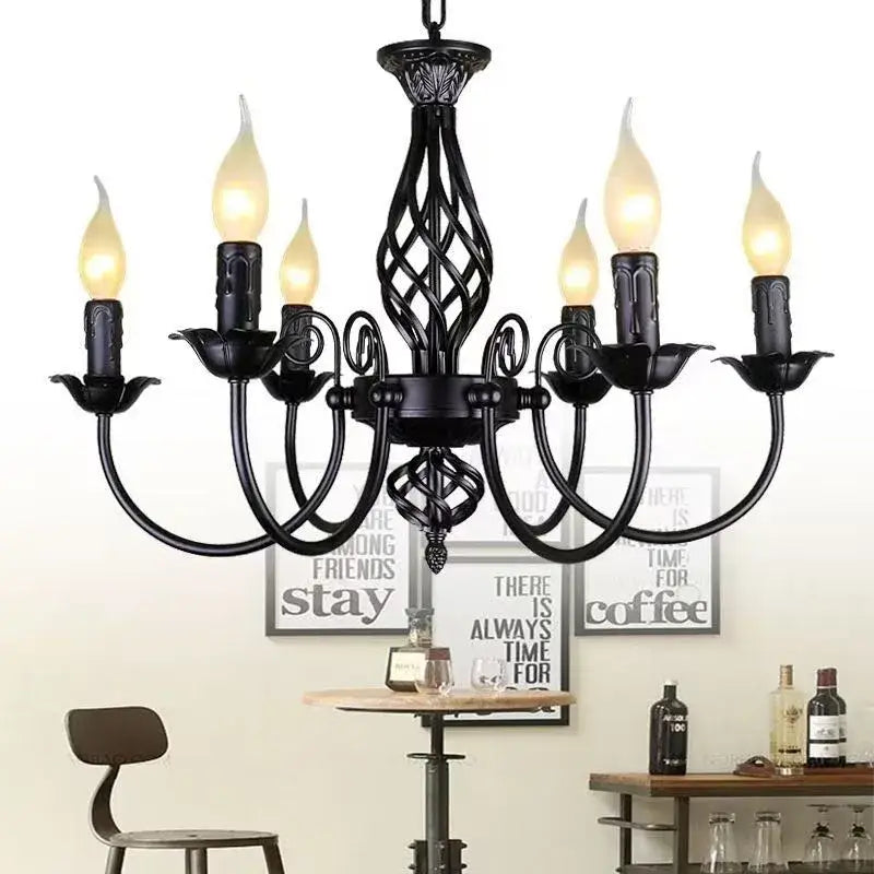 Black Iron Scroll Chandelier