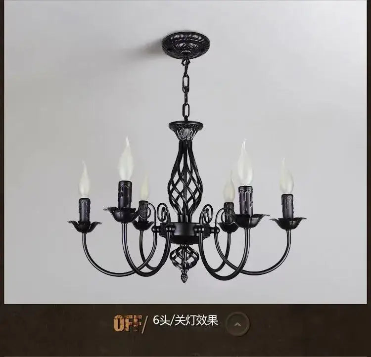 Black Iron Scroll Chandelier