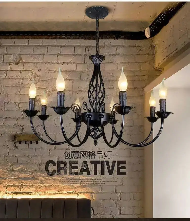 Black Iron Scroll Chandelier