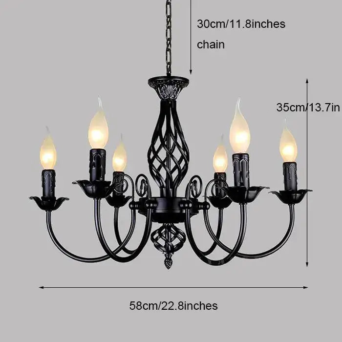 Black Iron Scroll Chandelier