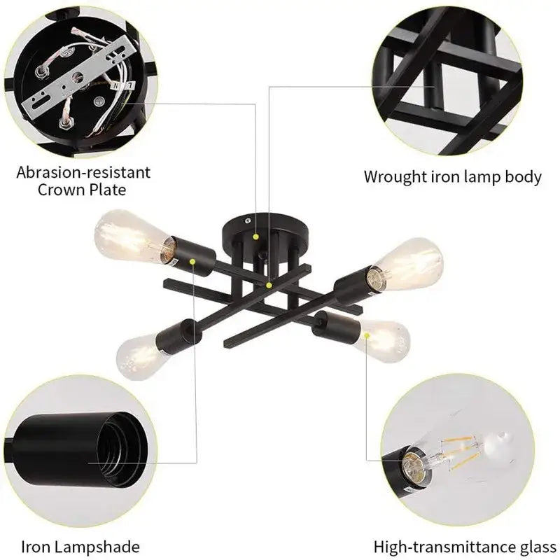 Black Flush Mount Chandelier