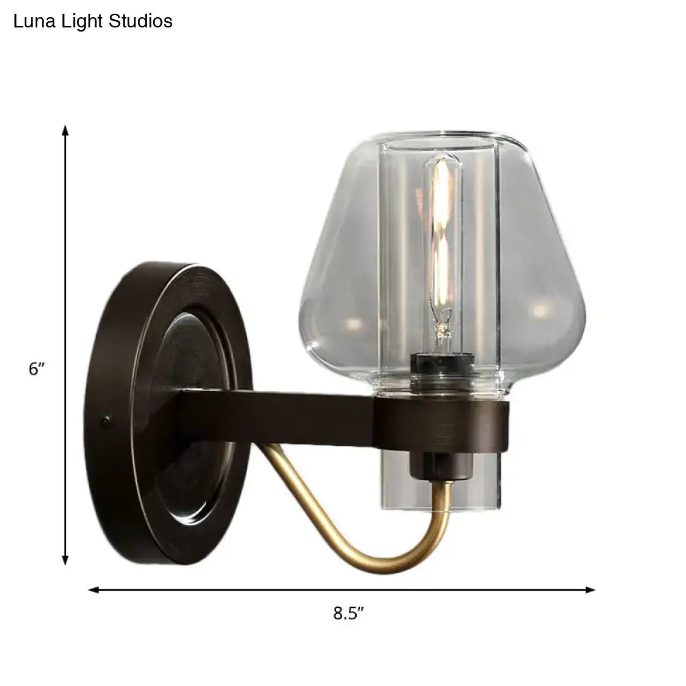 Black Brass Glass Mushroom Wall Sconce