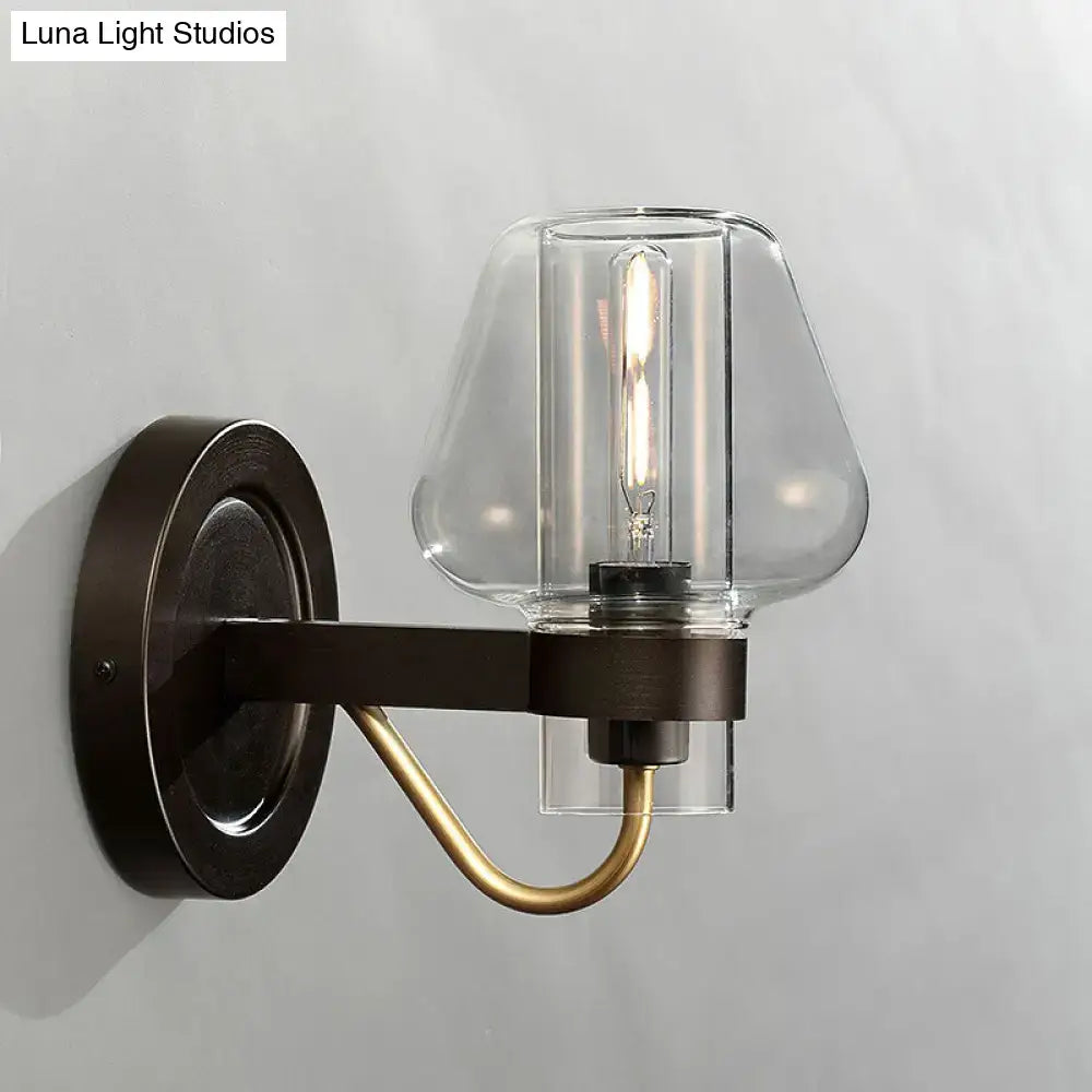 Black Brass Glass Mushroom Wall Sconce