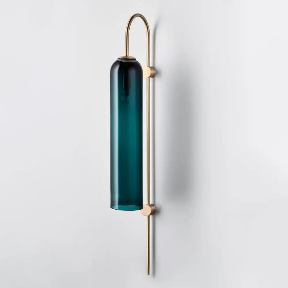 Brass Teal Glass Sconce