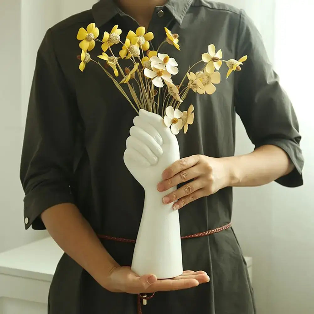 White Ceramic Arm Vase