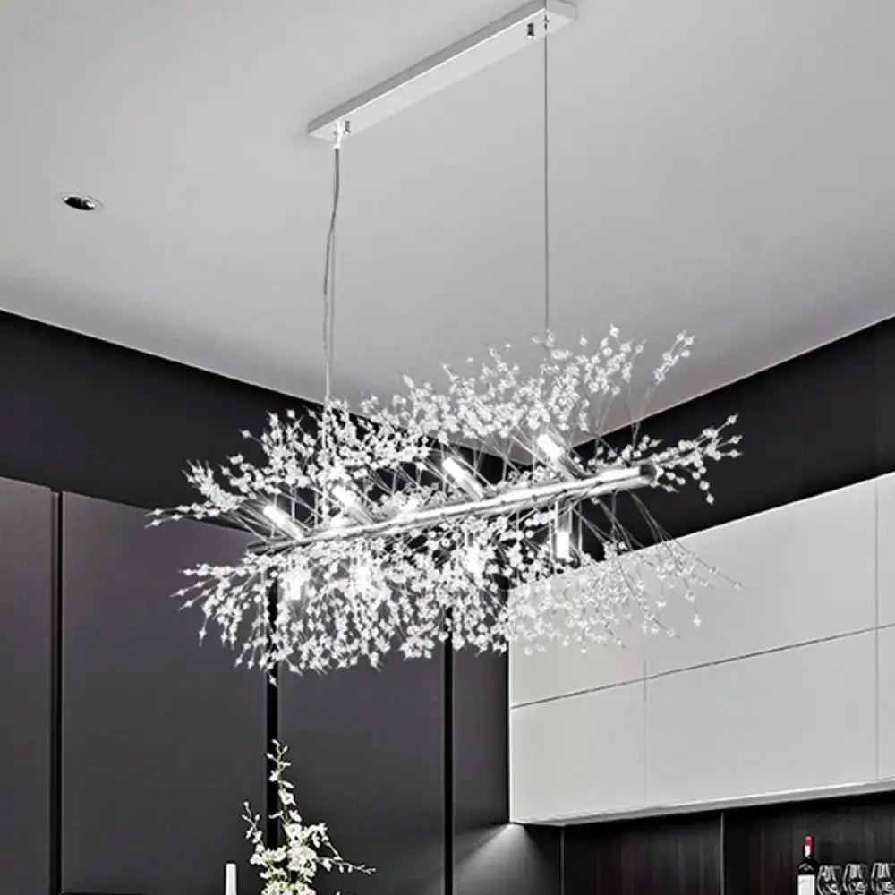 Chrome Crystal Sprig Chandelier