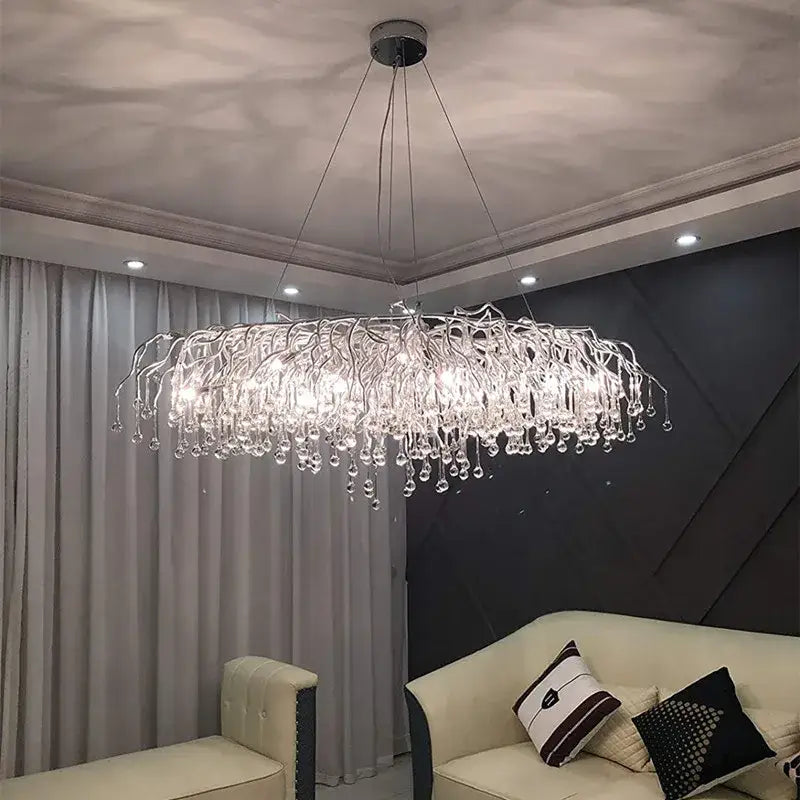 Gold Rectangular Crystal Chandelier