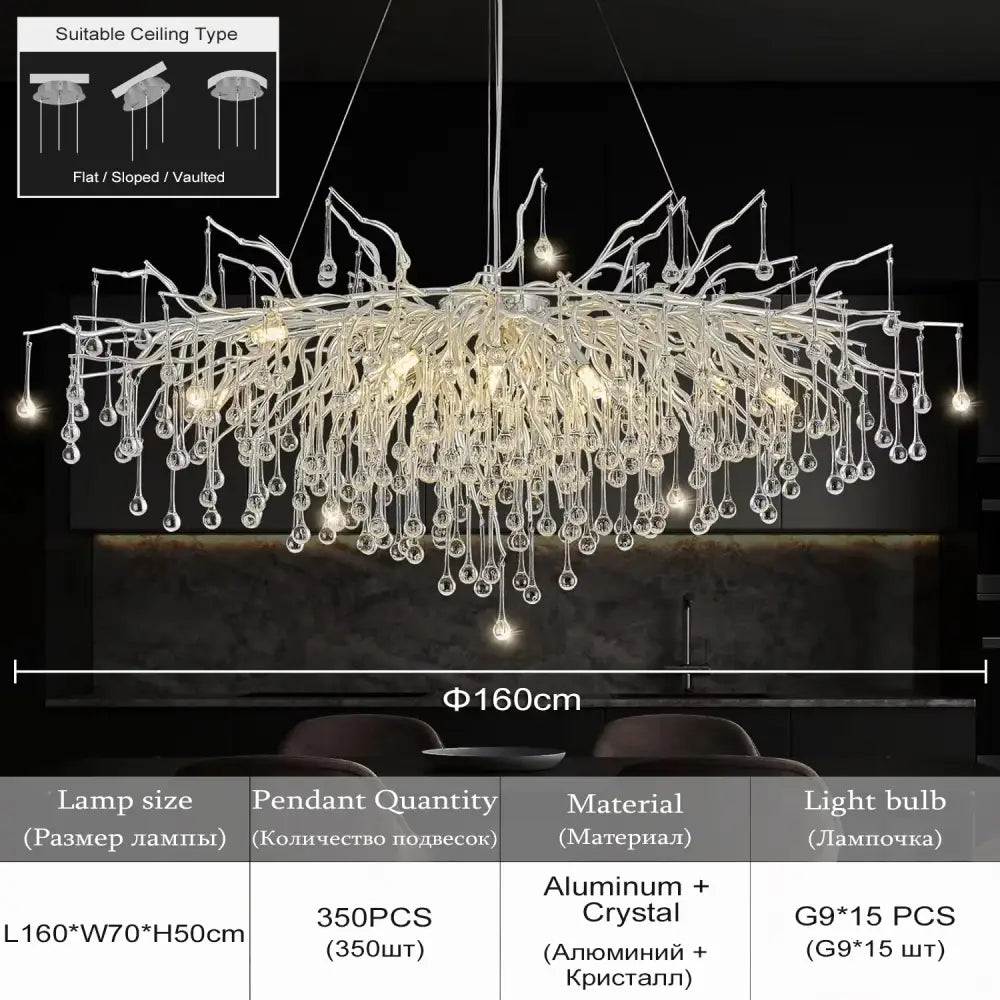 Gold Rectangular Crystal Chandelier