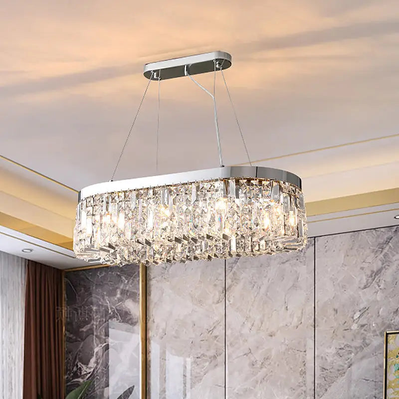 Chrome Crystal Island Pendant Ten-Light