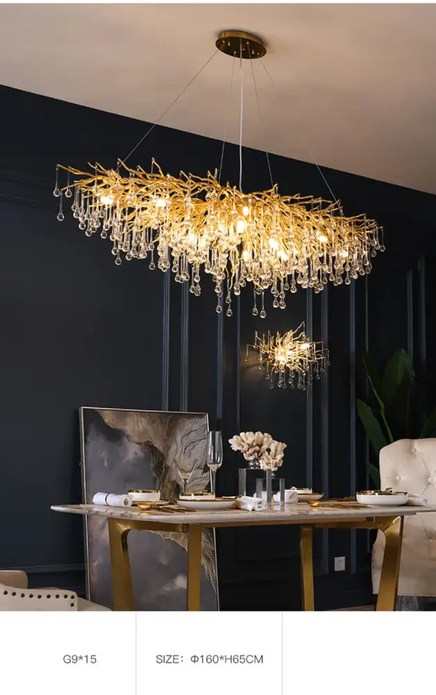 Gold Crystal Chandelier 80cm Round Design