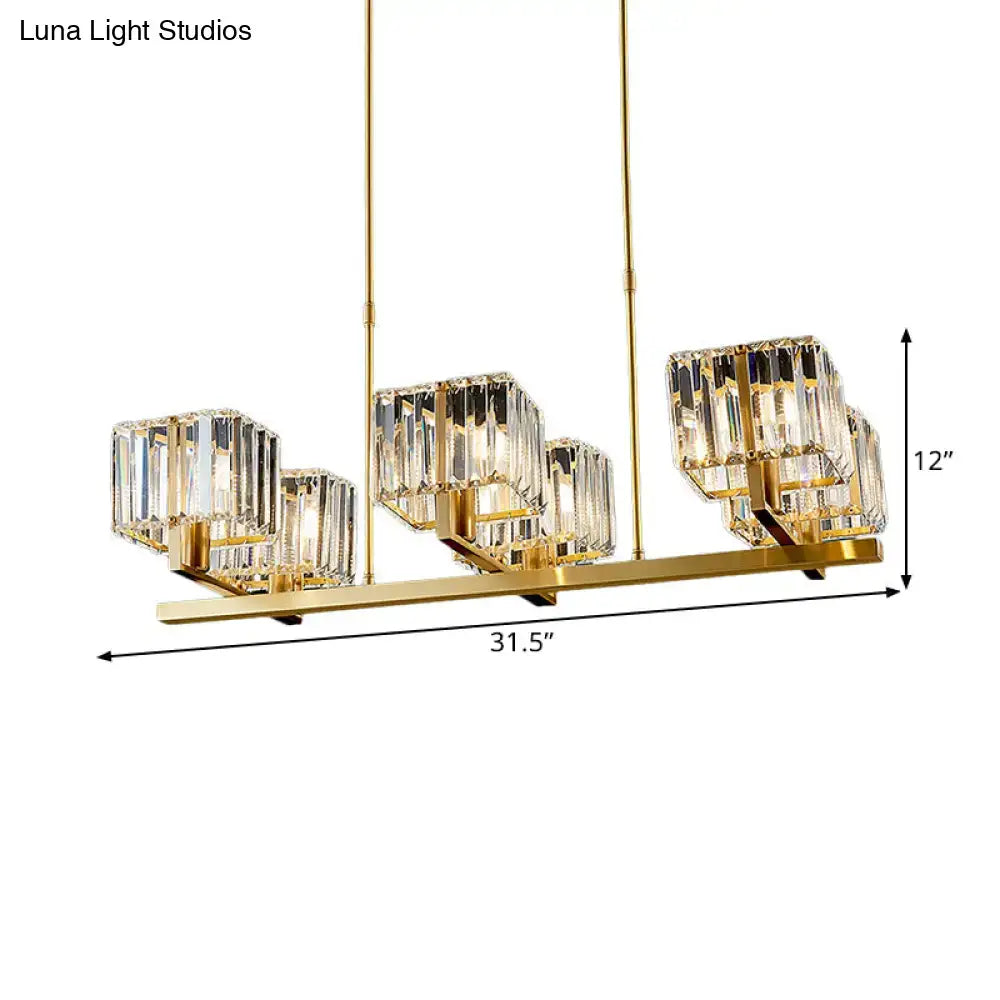 Gold Crystal Cuboid Pendant