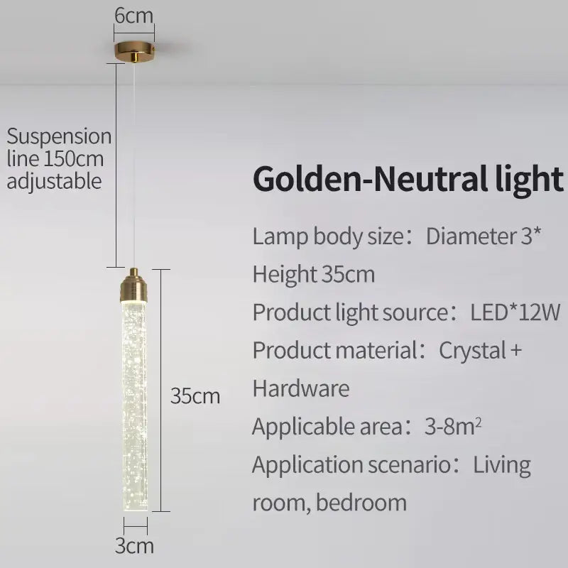 Gold Crystal Pendant Light 35cm Round