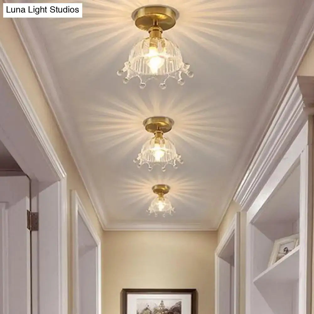 Gold Floral Glass Ceiling Light for Foyer