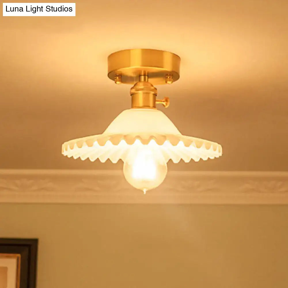 Gold Floral Glass Ceiling Light for Foyer