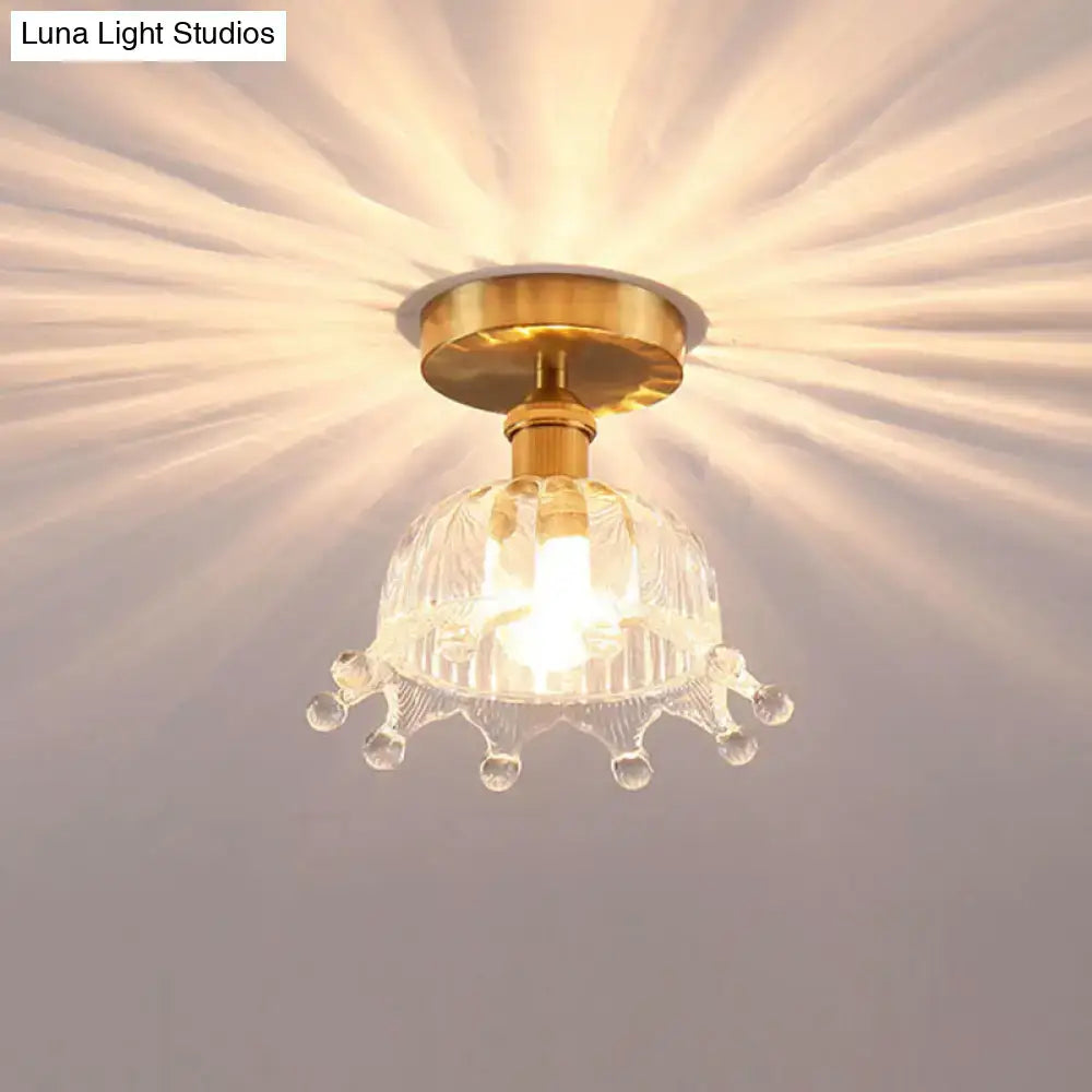 Gold Floral Glass Ceiling Light for Foyer