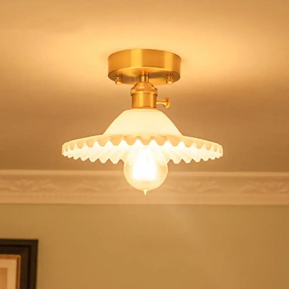 Gold Floral Glass Ceiling Light for Foyer