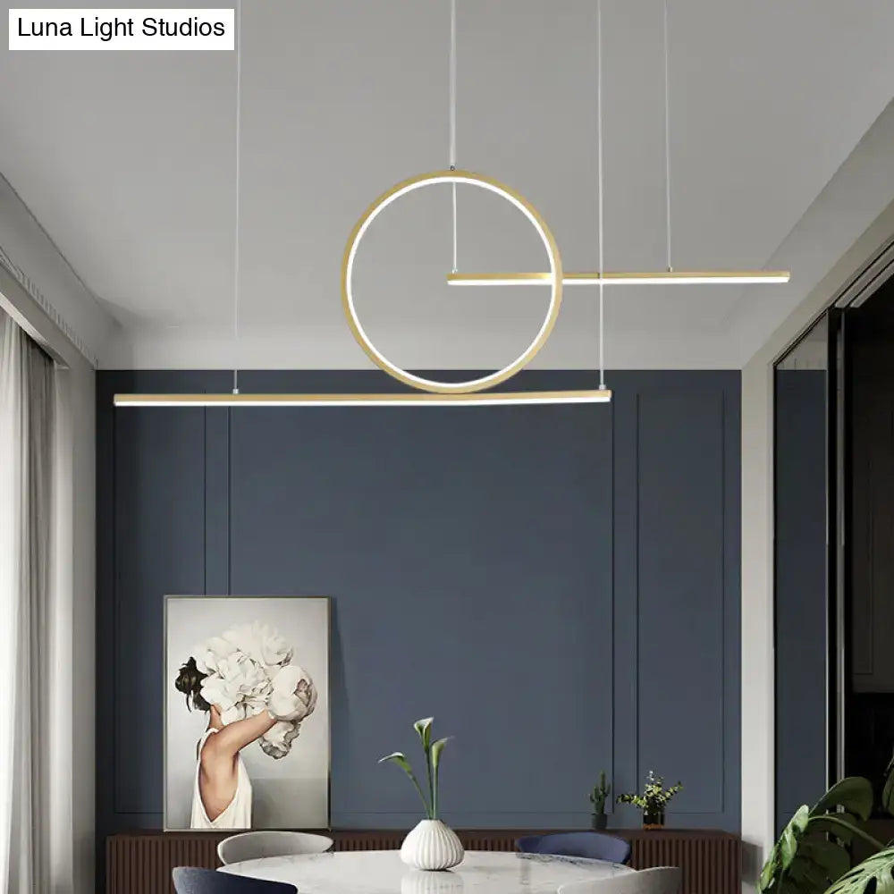 Gold LED Pendant Light Sleek Metal Design