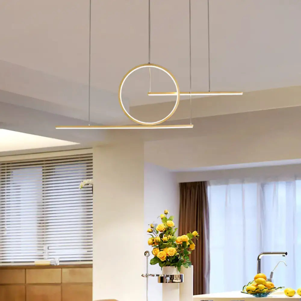 Gold LED Pendant Light Sleek Metal Design